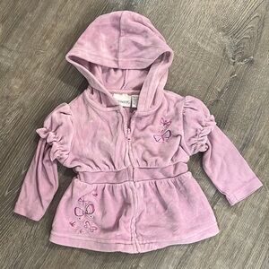 Y2K vintage Miniwear Velour Peplum Hoodie Butterfly Embroidery